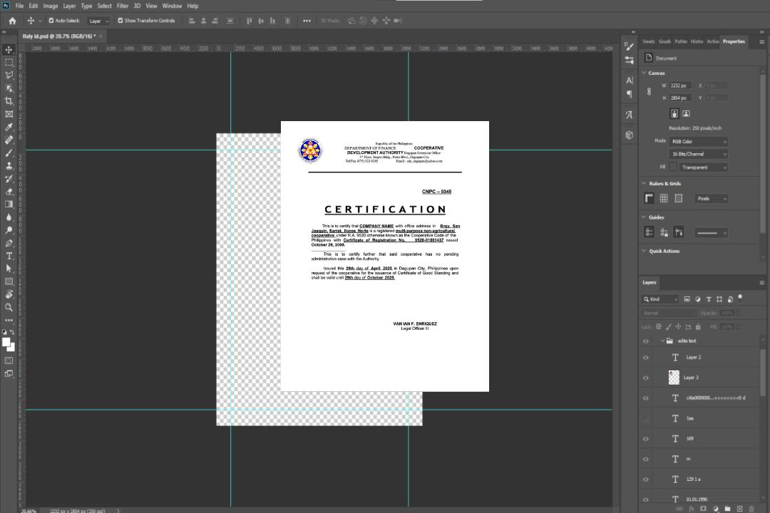 Modèle Word et PDF de certificat de bonne réputation des Philippines, version 3 template